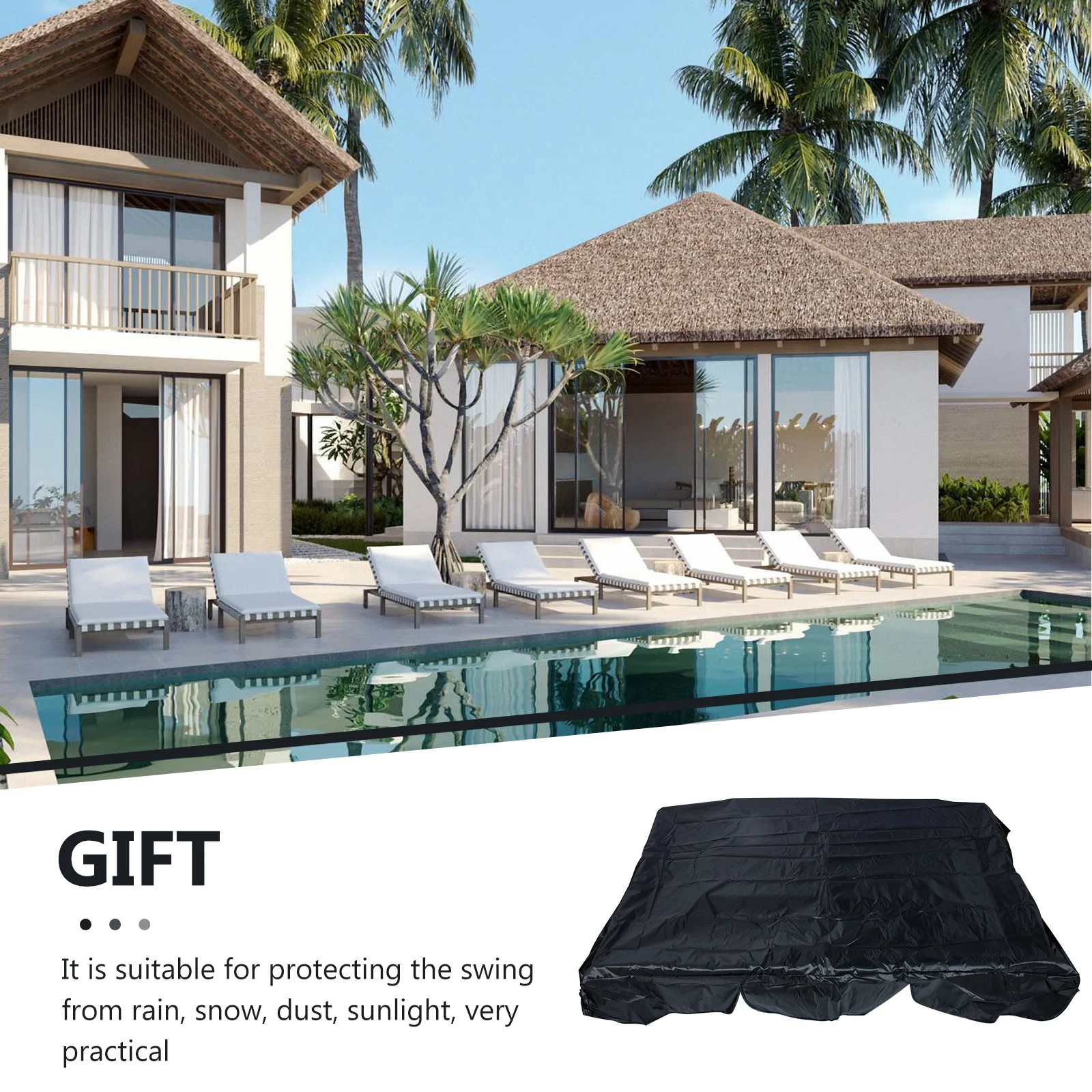 

Outdoor Swing Canopy Cover Weatherproof Black Durable Garden Replacement Thick Material Waterproof Practical Outdoor Furniture