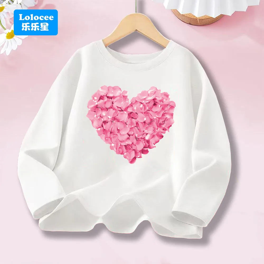 Spring Autumn New Long Sleeve Kids' T-shirt with Fantasy Floral Unicorn Design Girls Cotton Tops Tee Fashion Clothes