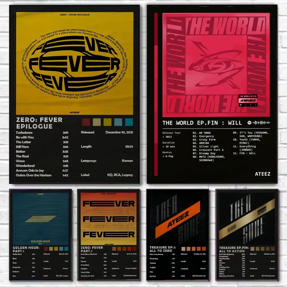 K-pop boy group ATEEZ Poster HD Art Decorative Wall Art Waterproof Home Décor for Living Room Bedroom Café Stylish Gift