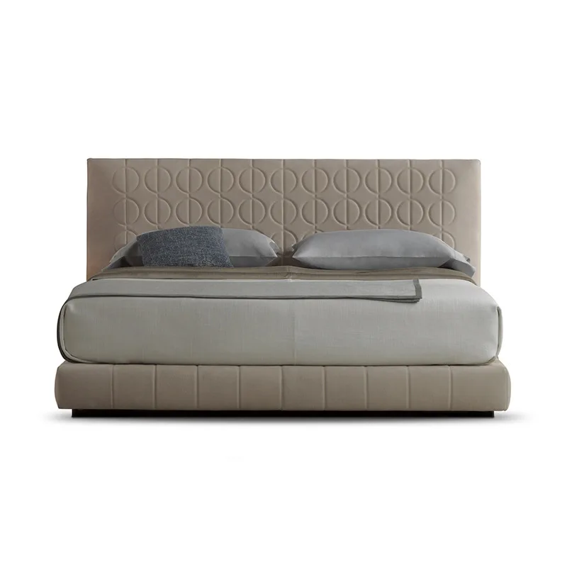 

Solid wood single double nappa leather modern minimalist bed