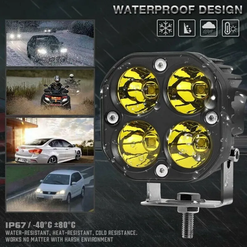 

For 4x4 Offroad Car Truck 12V 24V Red Green LED 3 Inch 40W Square Work Light Bar Spotlights Driving Fog Headlights