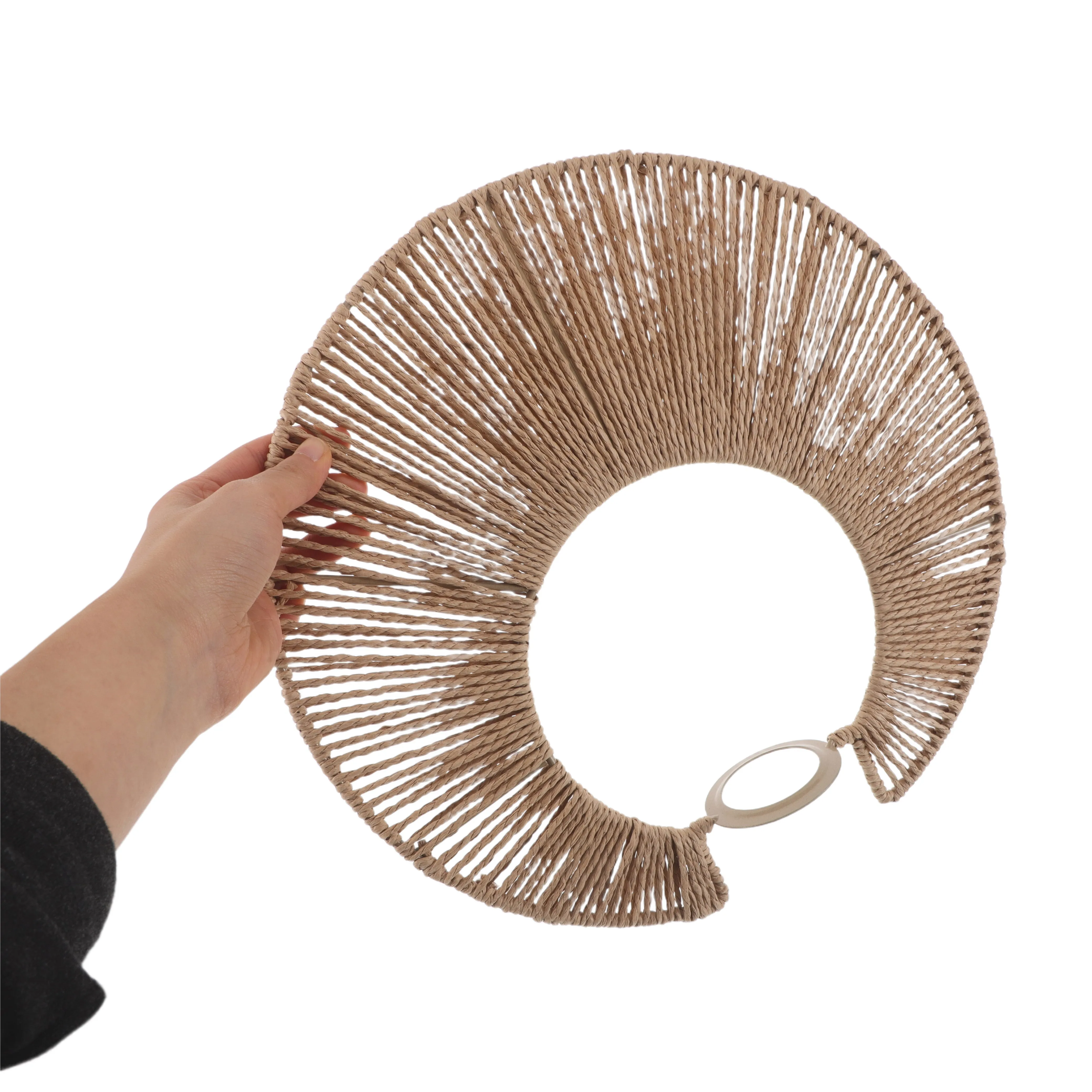 

Абажур в стиле бохо, ручная работа, бумажная веревка, подвесной абажур, деревенский геометрический потолочный светильник, замена тканого декоративного светильника