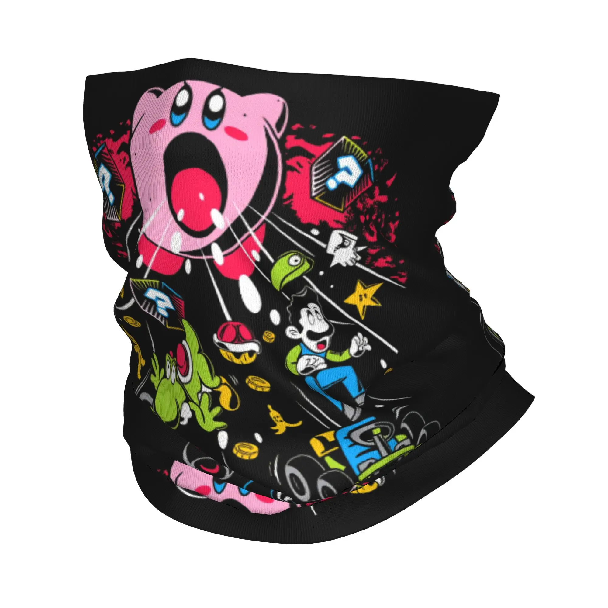 Kirbys Game Cute  Bandana Winter Neck Warmer Men Windproof Wrap Face Scarf for Ski Cartoon  Gaiter Headband