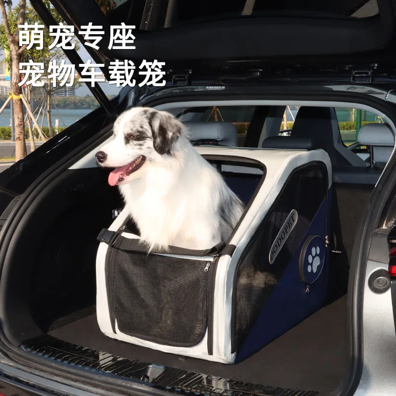

Pet Car Cage for Long-distance Outings Portable Foldable Large Dog Bed Dog Cage for Pets Breathable Mesh Fabric Anti Slip Zipper
