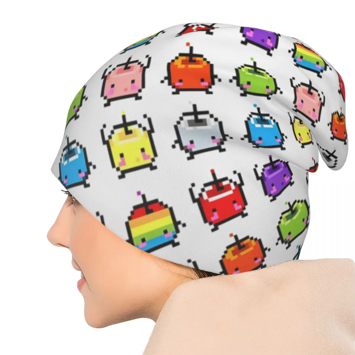 Stardew Valley باستيل Junimos اللون بونيه القبعات الهيب هوب في الهواء الطلق آر بي جي لعبة Skullies قبعة حريمي للجنسين قبعة دافئة ذات الاستخدام المزدوج #5