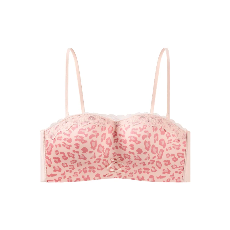 Retro Lace Thin Strap Bandeau Lingerie Set, Bust Lifting Push Up, Side Support Anti Sagging Anti Outward Correction Wear