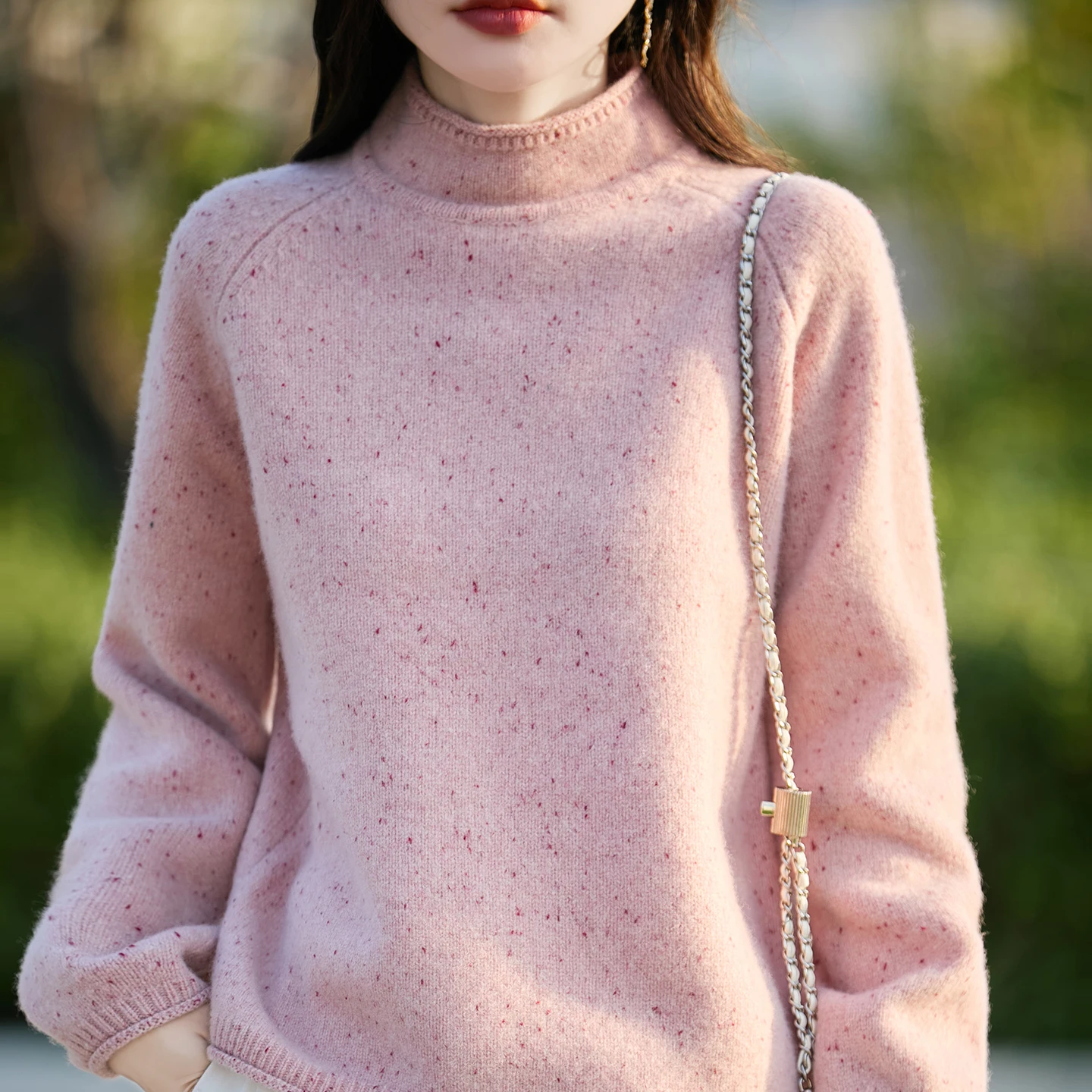 

Pullover New100% Merino Wool Fashionable Women High Neck Solid Color Knit Autumn Winter Top Skin Friendly Comfortable Clothing