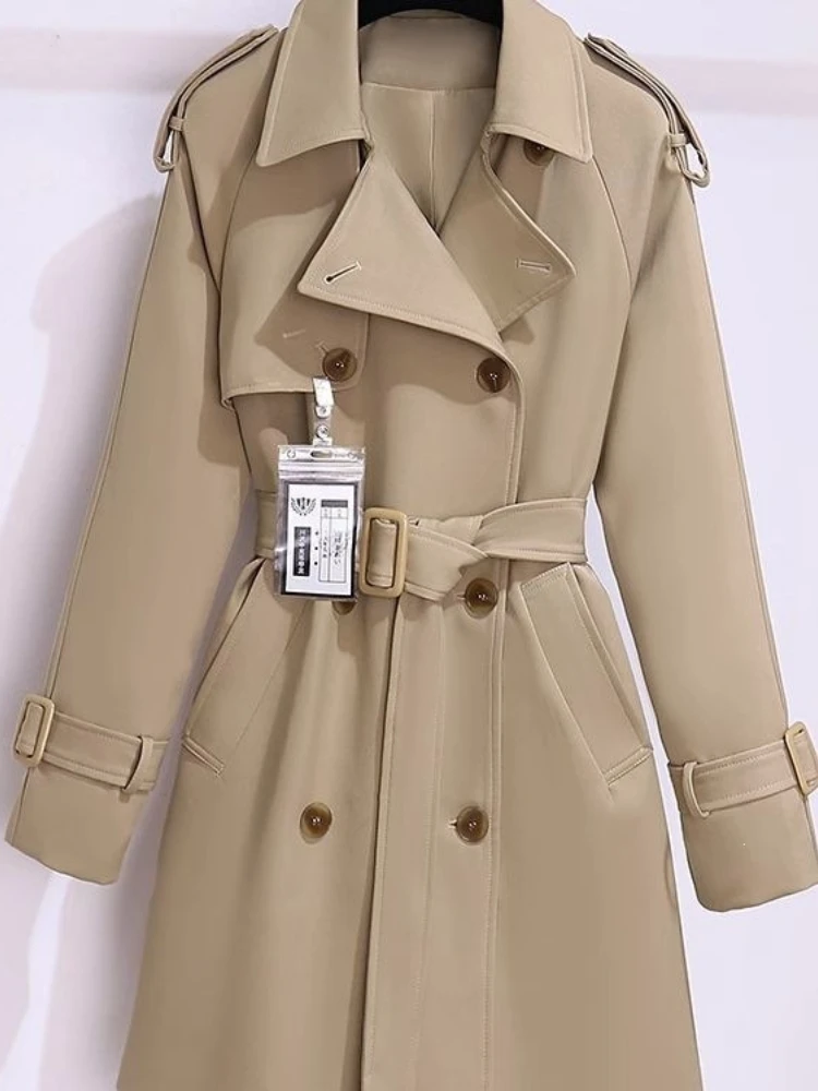 Herbst-Winter Langarm-Trenchcoat für Damen, Modischer Loser Büro-Damenmantel, Lange Oberbekleidung, Jacken, Damenbekleidung