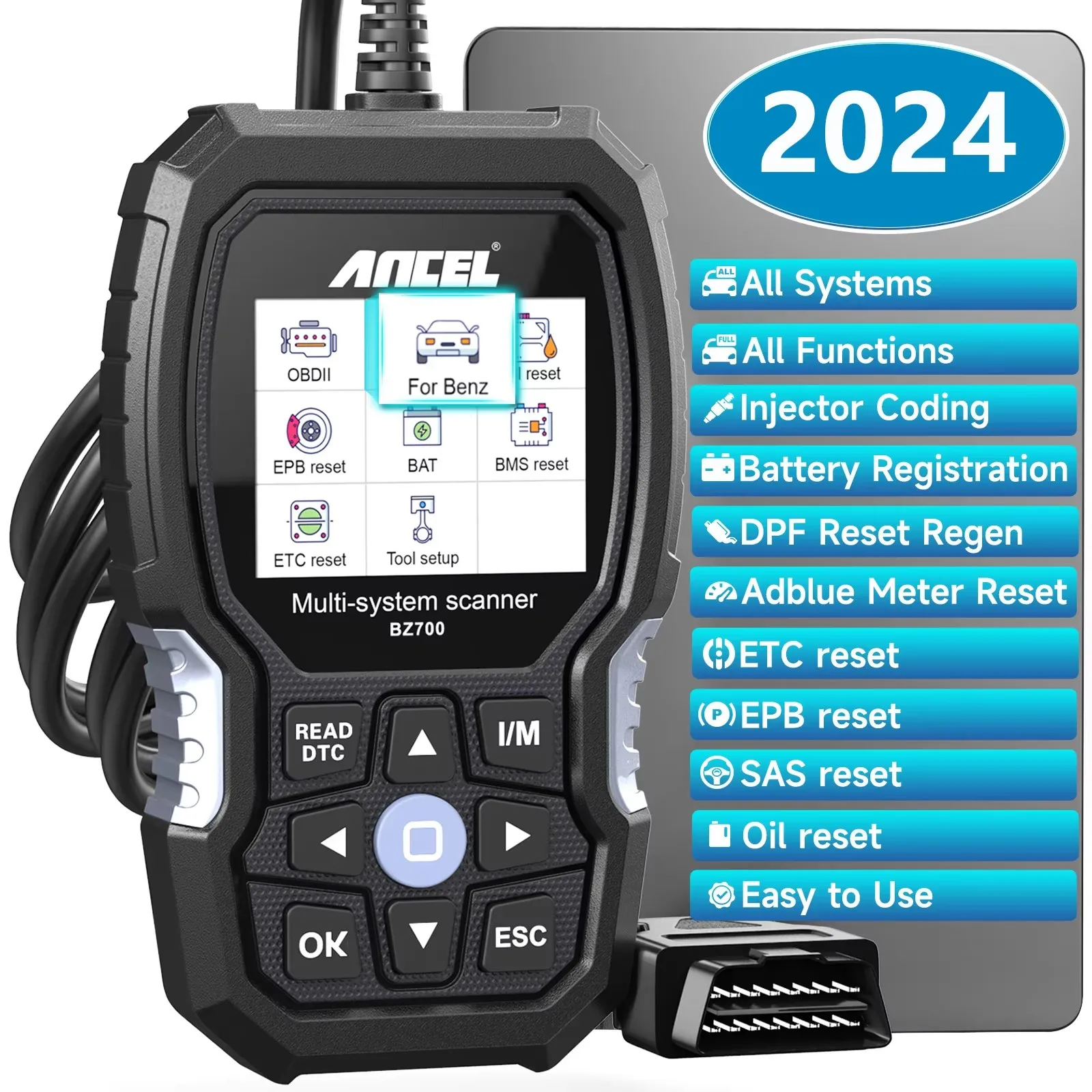 

ANCEL BZ700 OBD2 Car Scanner All System Code Reader DPF. ABS SRS SAS Oil TPMS Reset OBD Auto Diagnostic Tool for Mercedes Benz