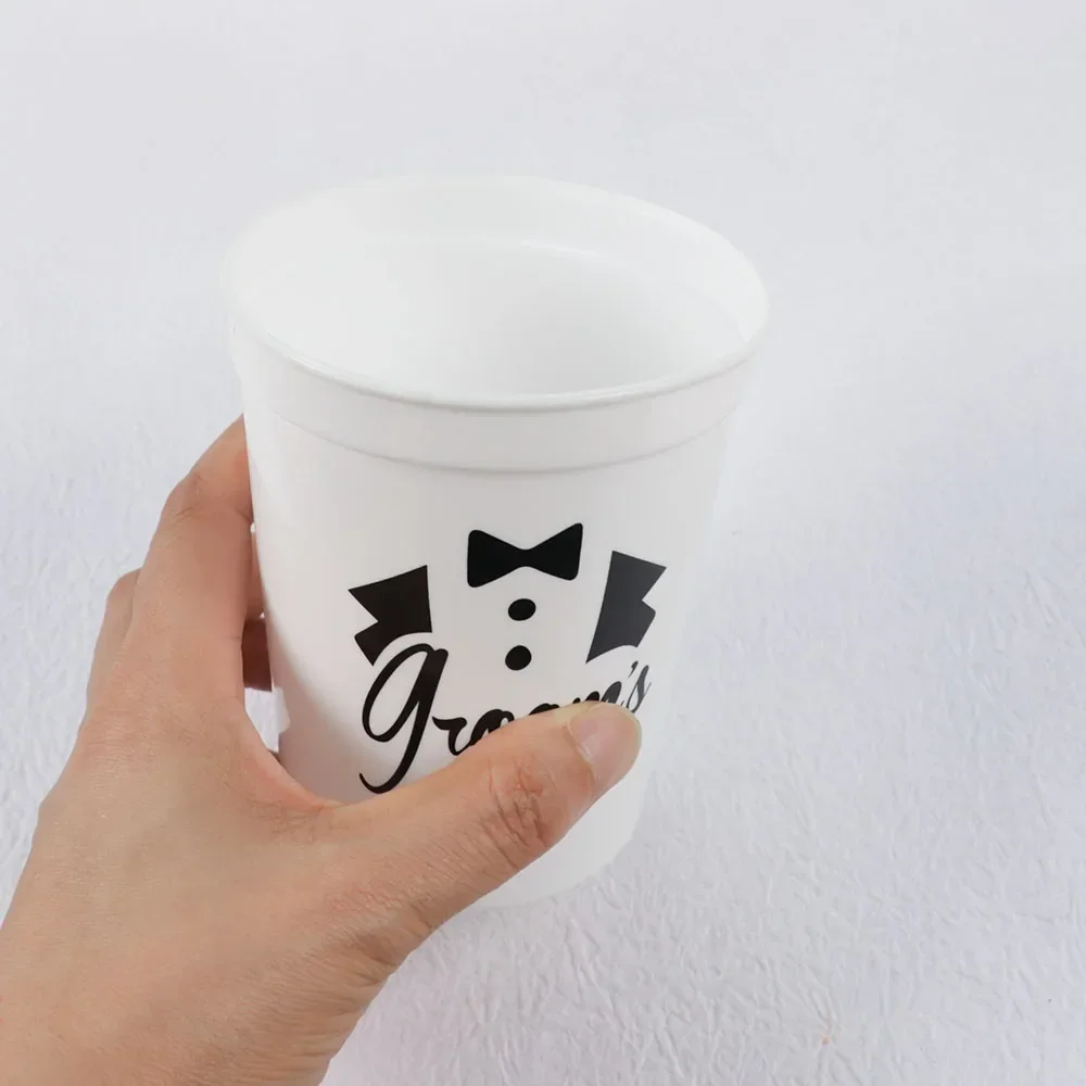5Pcs Groom To Be Reusable Plastic Cups Bow Drinking Cup for Bachelorette Bridal Shower Team Groom Wedding Party Decoration