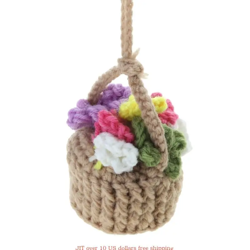 Car Hanging-Handmade Rear View Mirrior Charm Car Decorations Knitted Hanging- Planters for for Car Home-Decoration