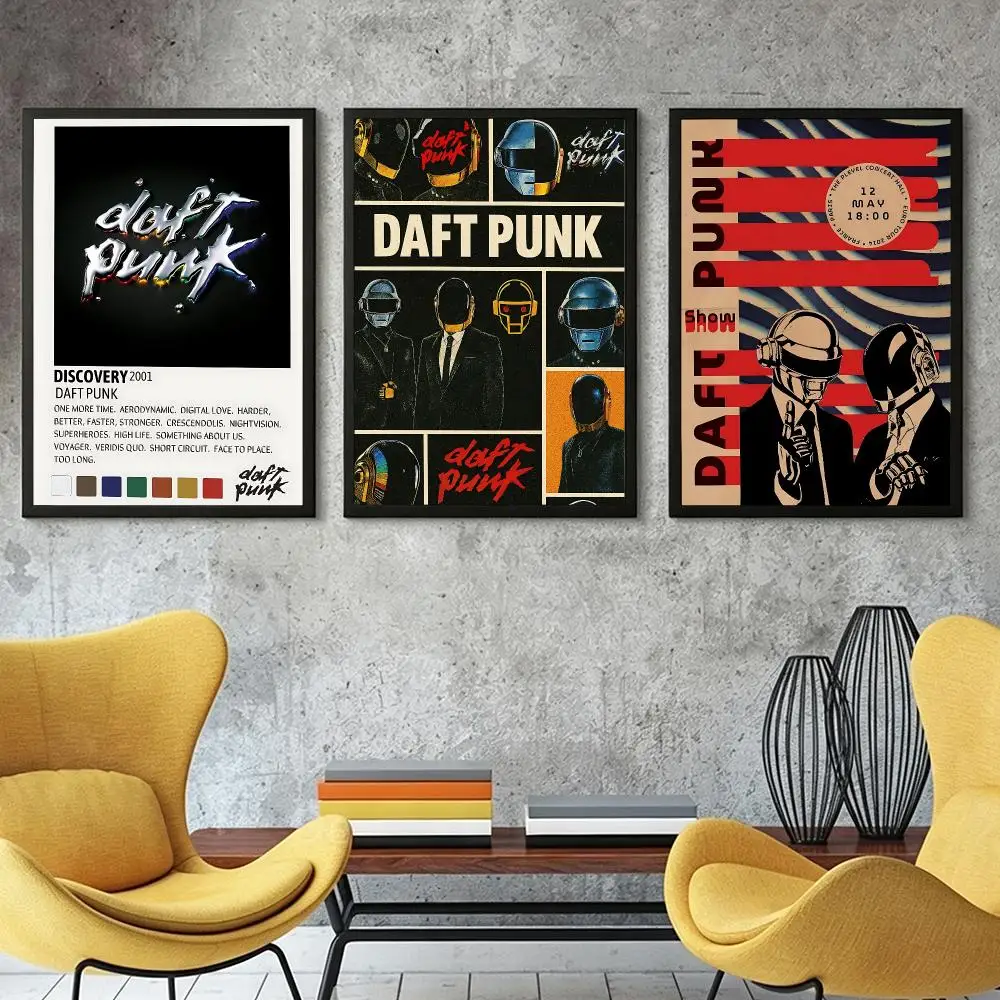 band Daft Punk Poster HD Poster Retro Industrial Style Suitable for Living Room Bar Corridor and Gift Giving
