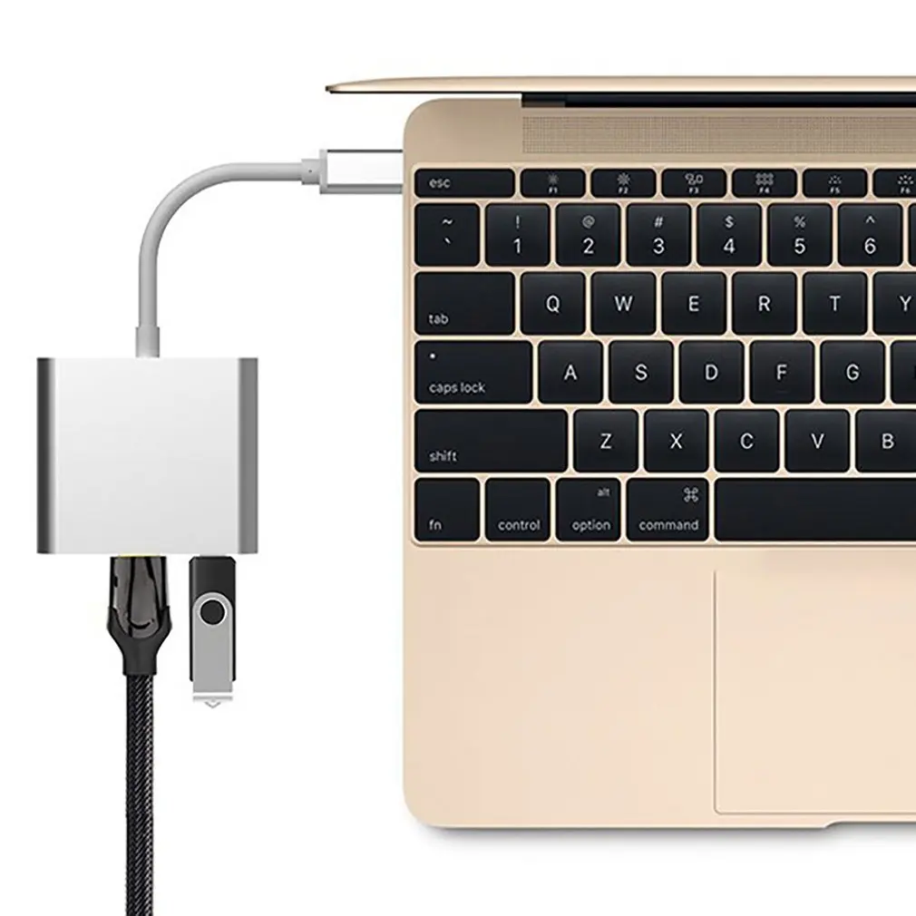 3 IN 1 Type C Hub Adapter USB C To HDMI-Compatible Splitter USB-C 4K USB 3.0 PD Fast Charging Smart Converter For MacBook Dell