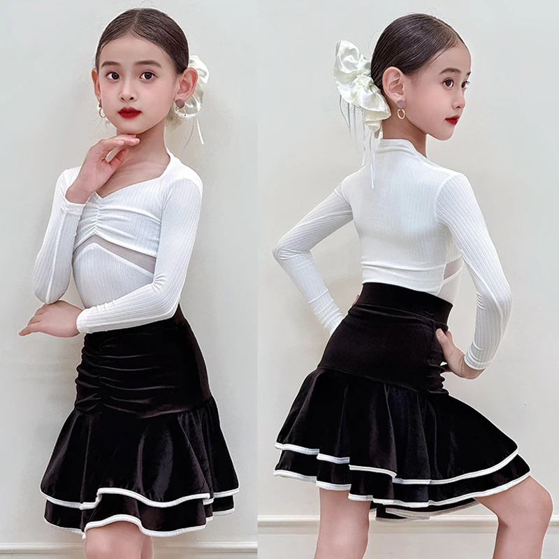 

Платье для латинских танцев ча-ча, танго, танцевальный костюм для девочек, самба, сальса, платье для латинских танцев, детское бальное платье для соревнований, стандартное