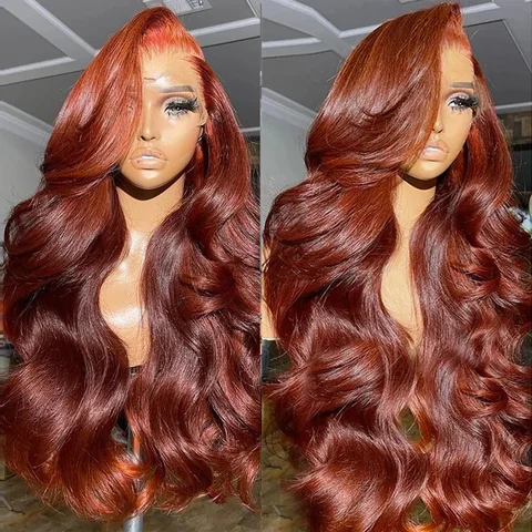 Wig 40 inch Reddish Brown HD Lace Front Human Hair Wig PrePlucked 13x4 Colored Human Hair 13x6 Lace Front Wigs Body Wave Wig 4x4 5x5