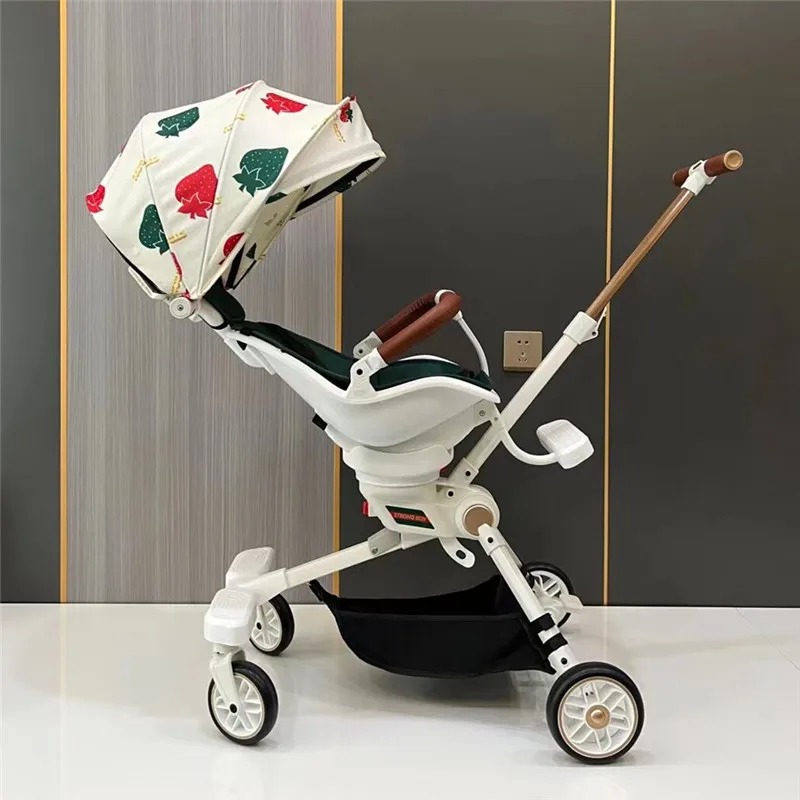 Two-way seats Light Baby Stroller  Can sit or lie down baby carriage folding stroller 360° rotation baby carriage with dinner