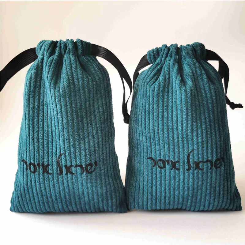 Corduroy Velvet Gift Drawstring Bags health Beauty Makeup Packaging Bag Custom Logo Ribbed Flannel Dust Sack Jewelry Pouch