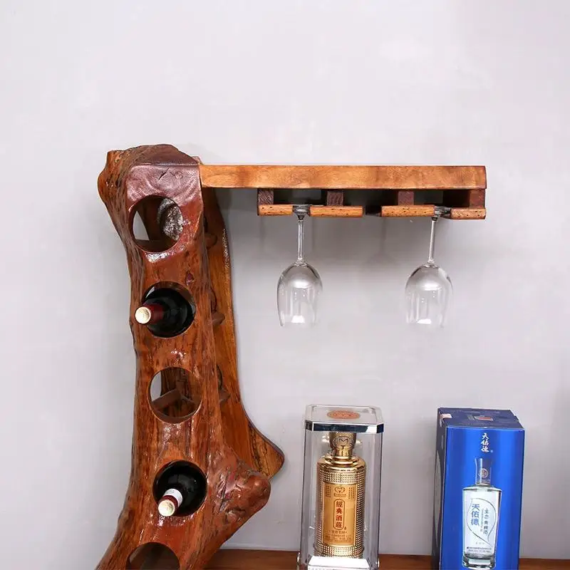 

Wabi-sabi retro original ecological creative wine rack living room partition rack storage antique wine cabinet log high-end