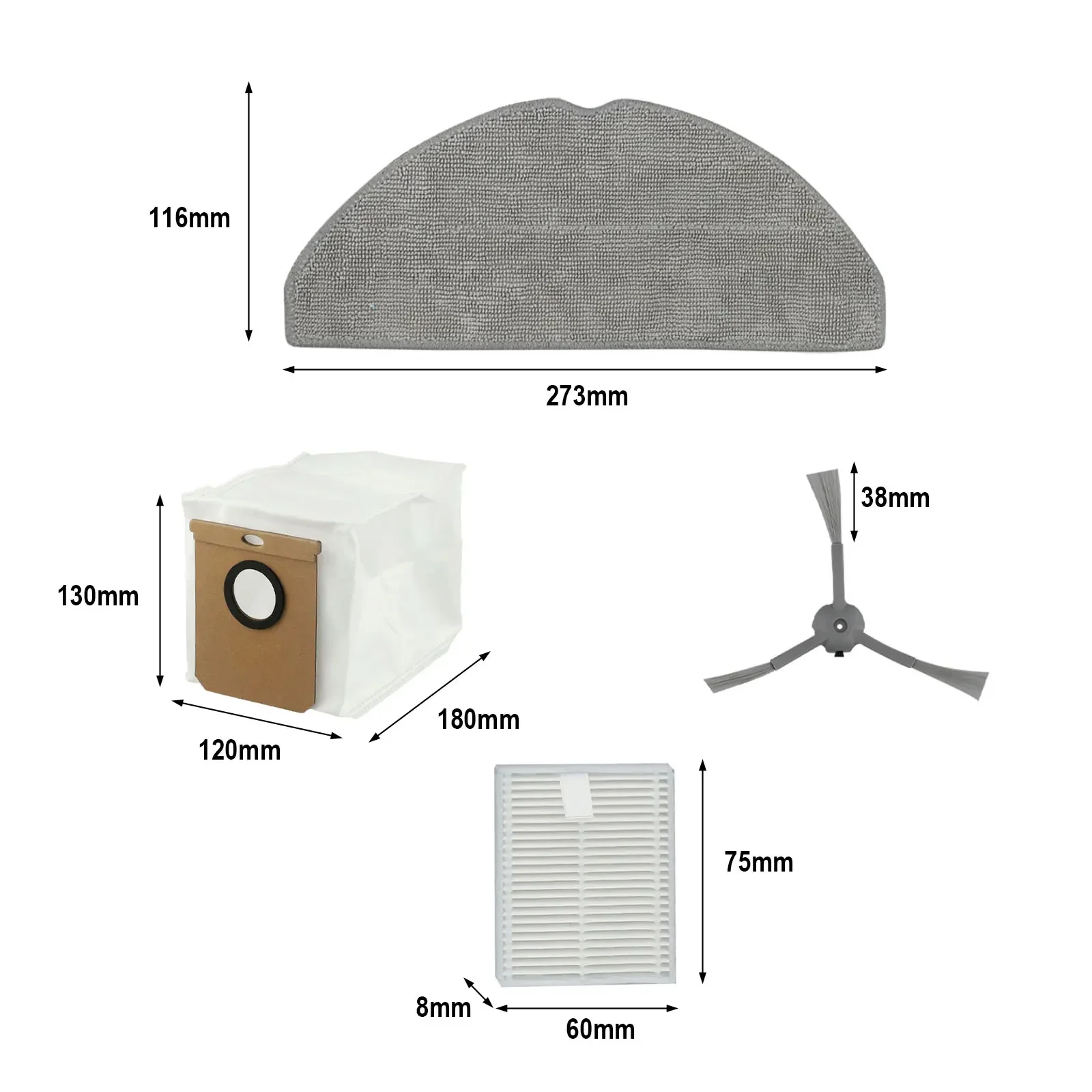 21pcs แปรงด้านข้าง Mop Pad ฝุ่นสําหรับ Conga 7490 บ้านสําหรับ X-Treme สําหรับ Genesis หุ่นยนต์เครื่องดูดฝุ่นทําความสะอาดอุปกรณ์