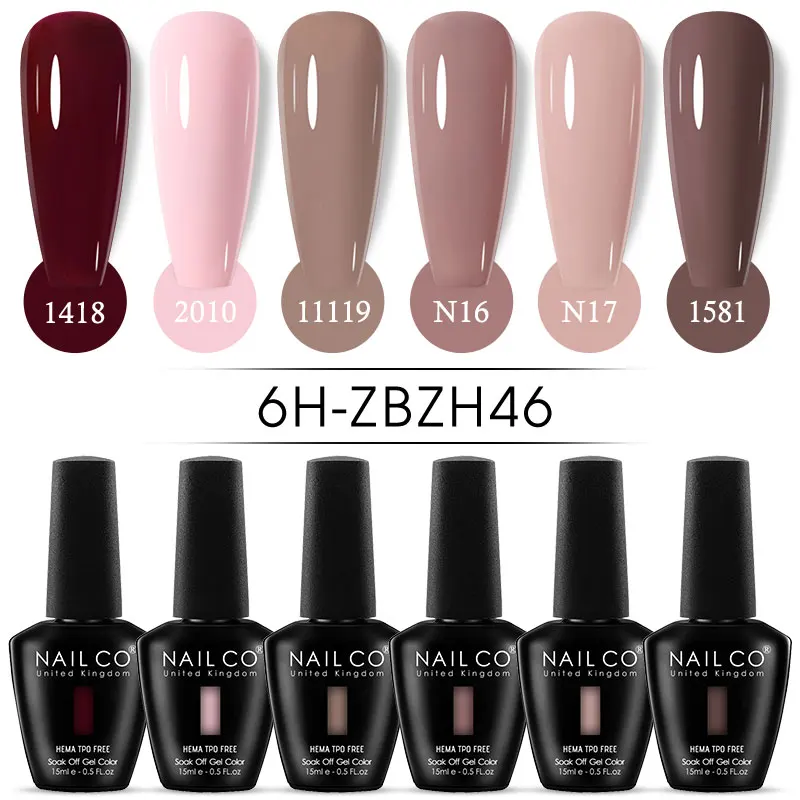 

NAILCO 6Pcs 15Ml Nail Gel Polish Set Perfect For Soak Off Gel Nail Polish Or Home & Salon Nail Art Diy Verni Semis Permanents UV