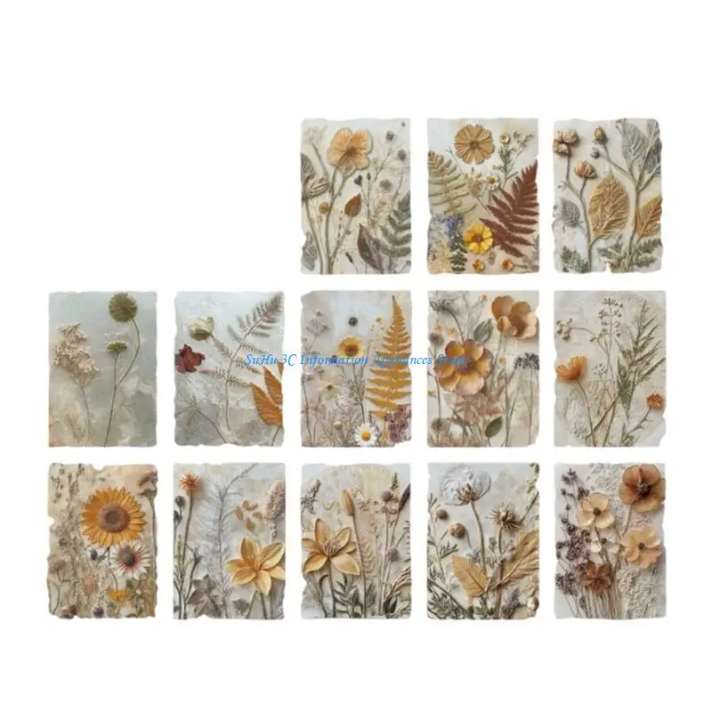  23Sheets Aesthetic Scrapbooking Paper Flower Embossed Art Paper Set for Journaling Planner Album Card Embellishment