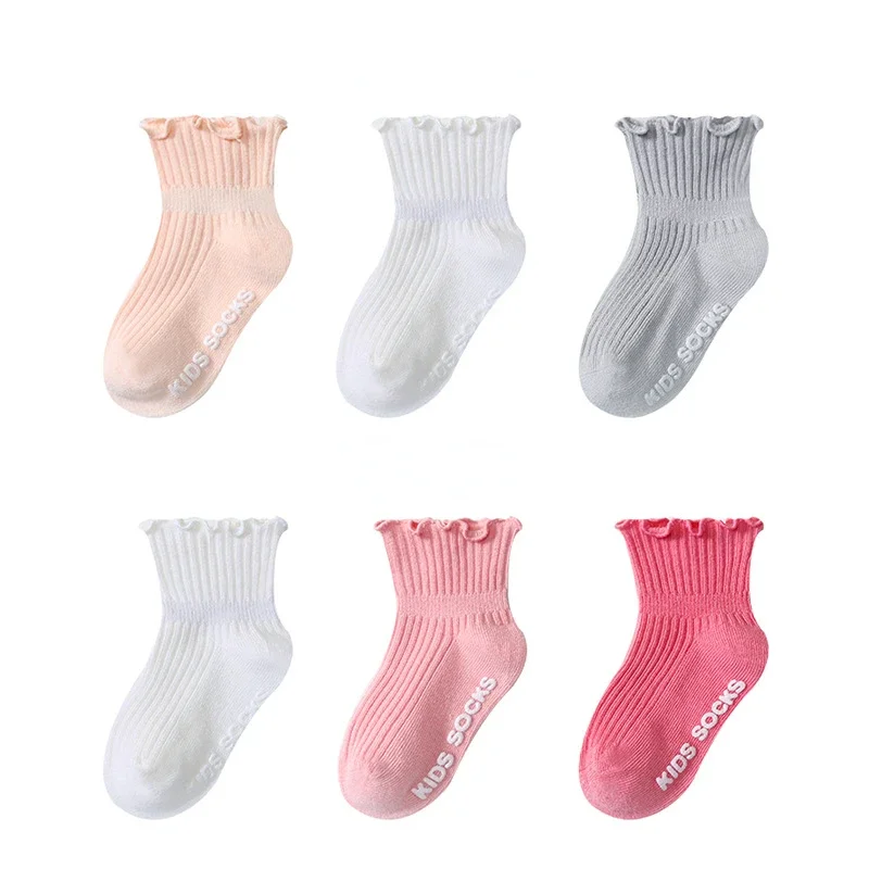 

3Pcs/lot Baby Girl Cotton Socks Socks Toddlers Floor Ruffle Edge Princess Socks Baby Accesories Bebes Accesorios Recien Nacido