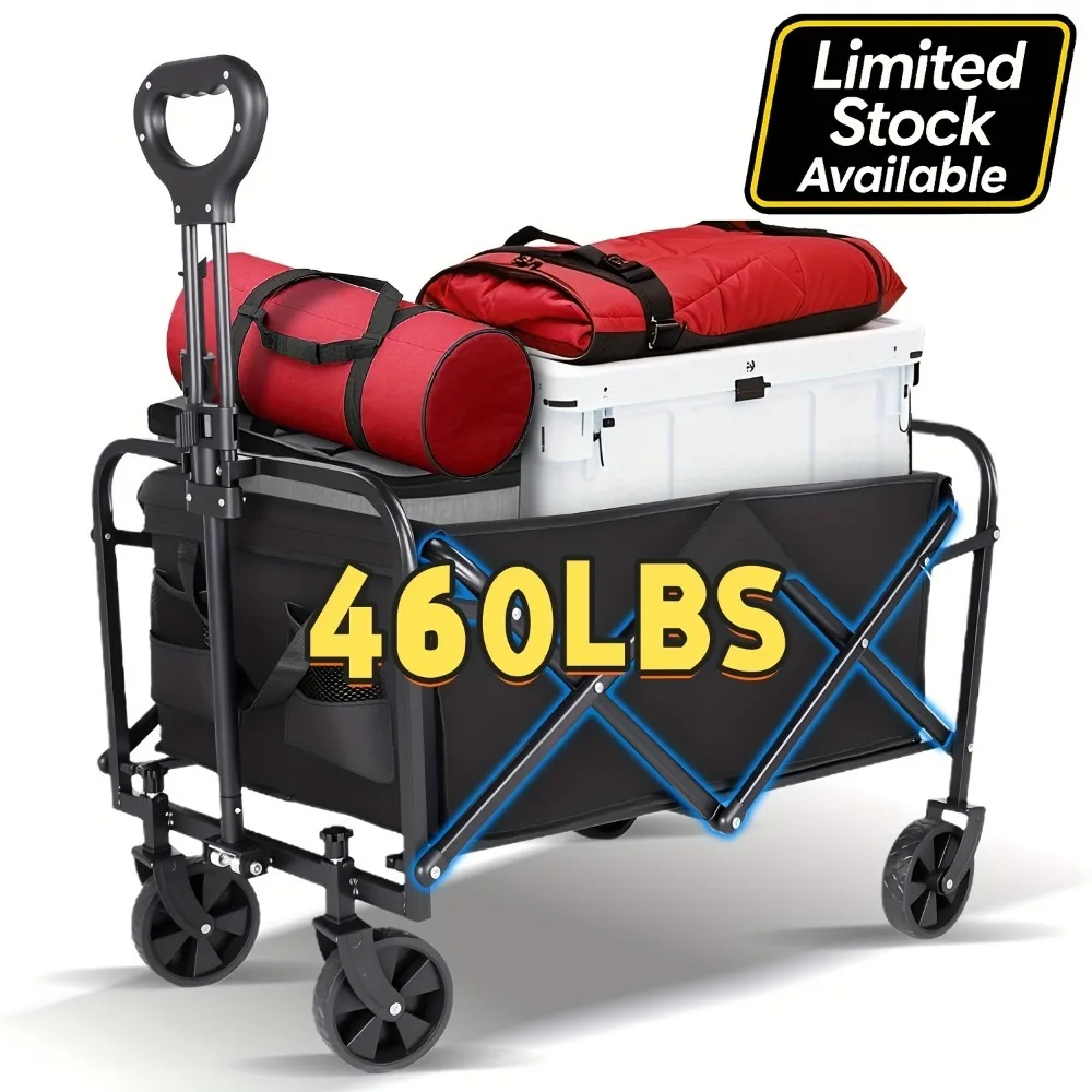 Heavy Duty Foldable Trolley All Terrain Pet Cart With Aluminum Frame Large Wheels For Camping Shopping