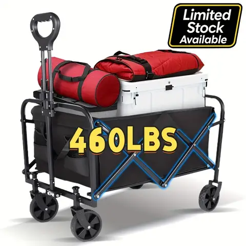 Heavy Duty Foldable Trolley All Terrain Pet Cart With Aluminum Frame Large Wheels For Camping Shopping