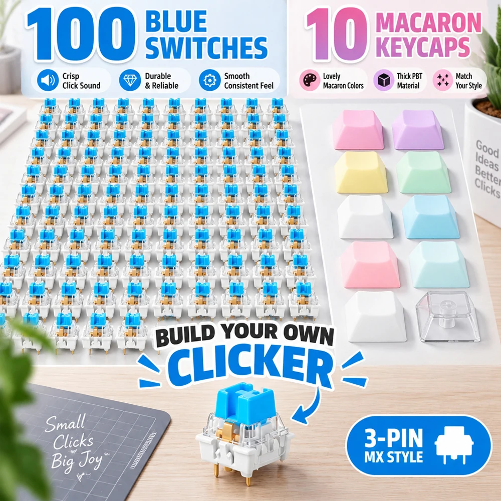 3D Printing Keycaps - 100PCS Blue Mechanical Keyboard Switches 3