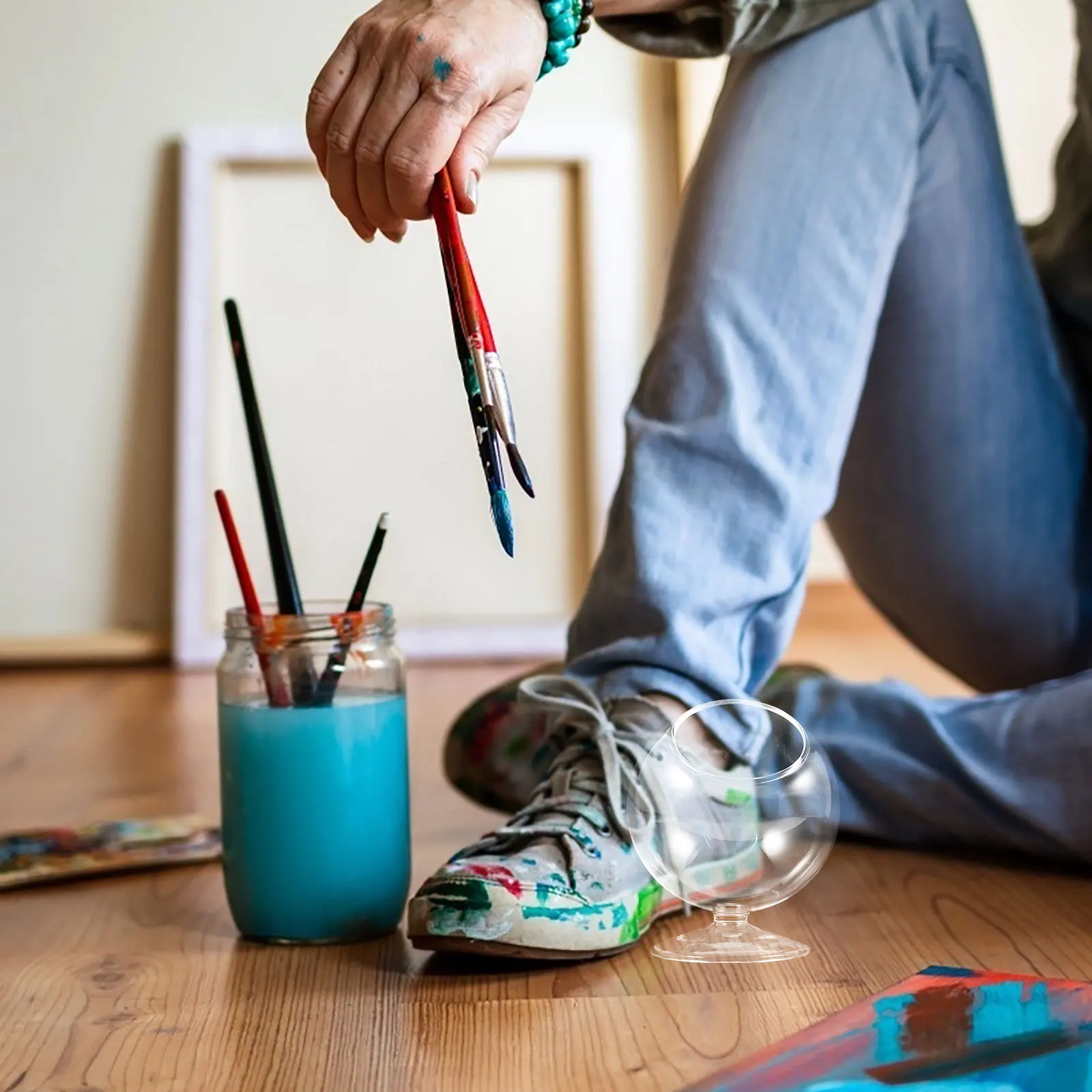 Caneta de limpeza copo de vidro dip caneta suporte de lavagem para caligrafia aquarela canetas multiuso desktop organizador ferramenta