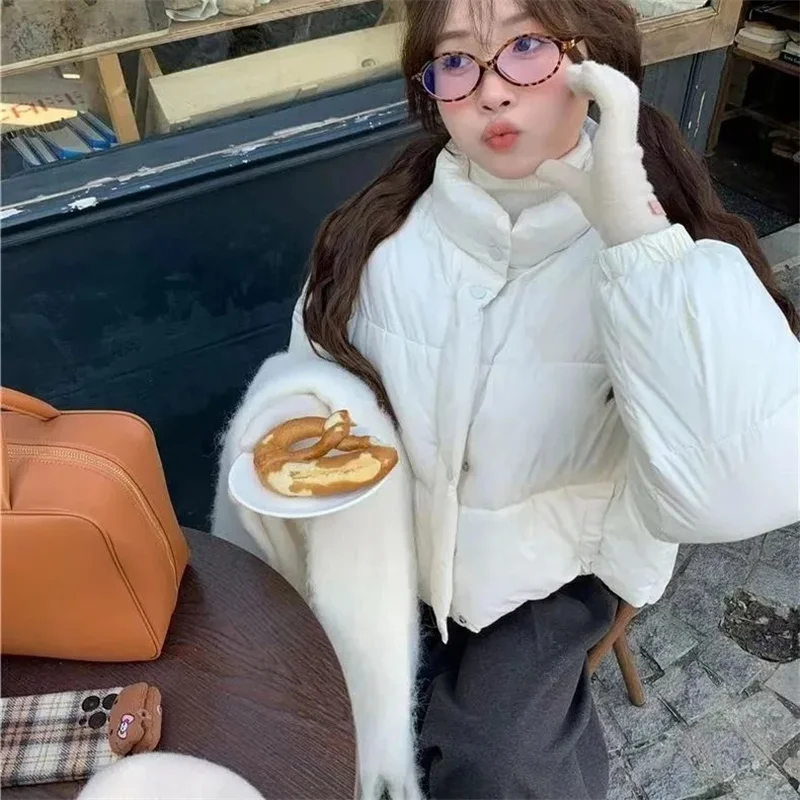 

Korean Winter Women Cropped Parkas Fashion Streetwear Thick Warm Puffty Jacket Casual Female All Match Loose Down Coat