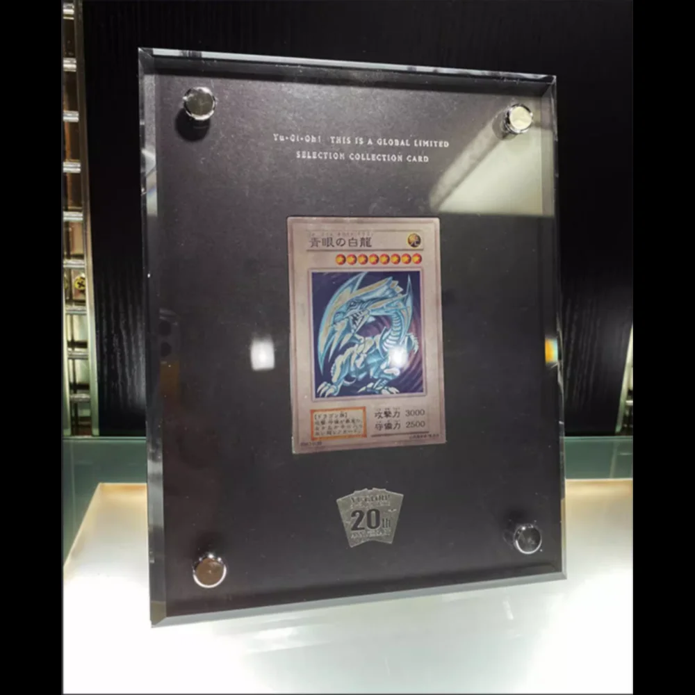 Yu-Gi-Oh Blue-Eyes White Dragon 20Th Anniversary Gold Silver Electroplated Gold Card Acrylic Display Stand Showing Stand Set Toy