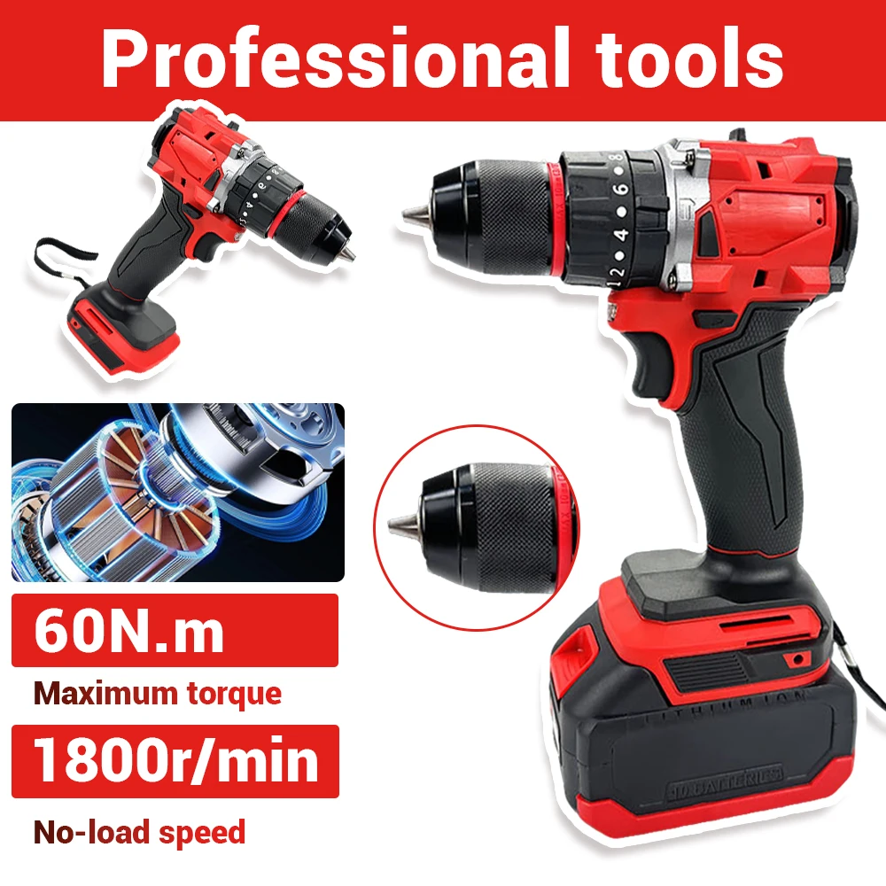 مثقاب احترافي بدون فرش مدمج 20 تروس وتصميم خفيف الوزن مثقاب كهربائي بدون خطوات لبطارية ماكيتا #2