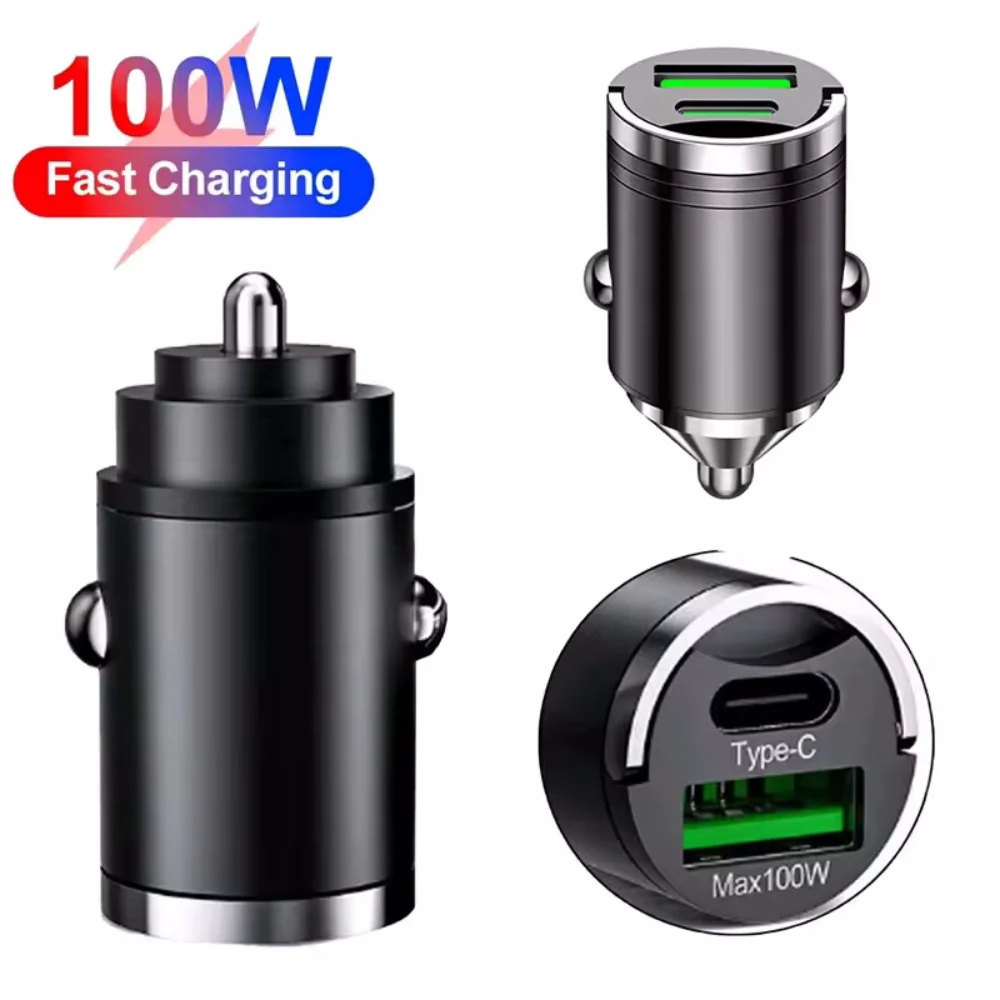 100W PD USB Autoladegerät Feuerzeug Schnellladung für iPhone QC3.0 USB Typ C Autotelefon-Ladegerät-Adapter für Xiaomi Samsung Huawei