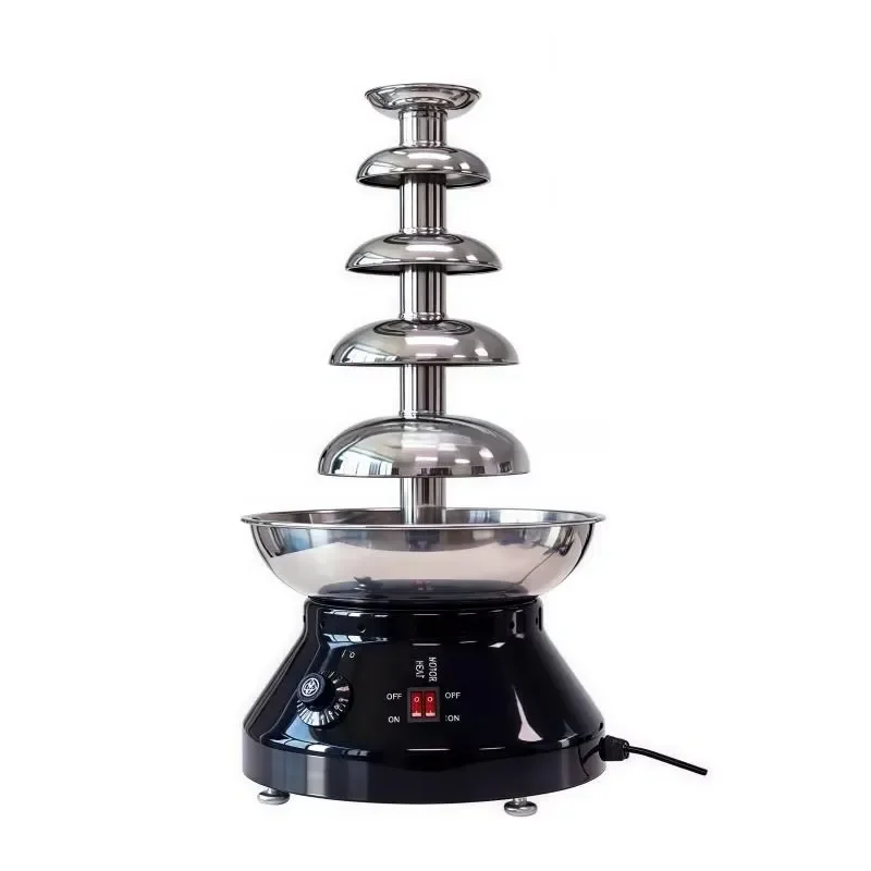 230W Dual Motor Chocolate Fountain Machine 5 Tier Automatic Melting System for Cheese Cream Temperature Control Home Party