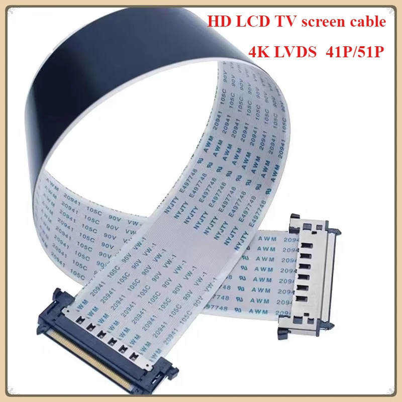 

1Pcs 41Pin 51Pin 4K HDTV LCD LED Ribbon Cable AWM 20706 20861 105C 60V VW-1 41P 51P LVDS Compatible with