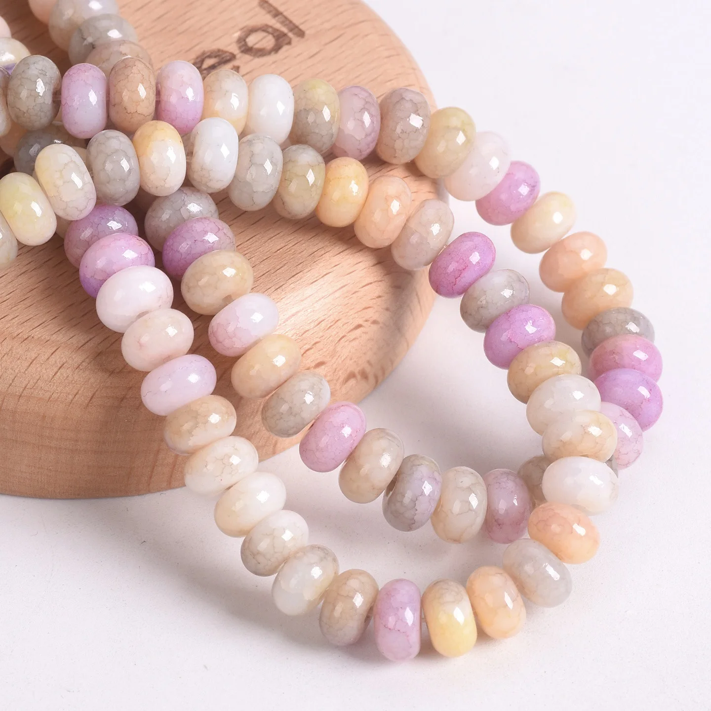 Lote de 50 Cuentas Espaciadoras Sueltas de Vidrio Opaco en Forma de Rondelle de 8x5mm, Colores Variados, para Fabricación de Joyería, DIY, Pulseras