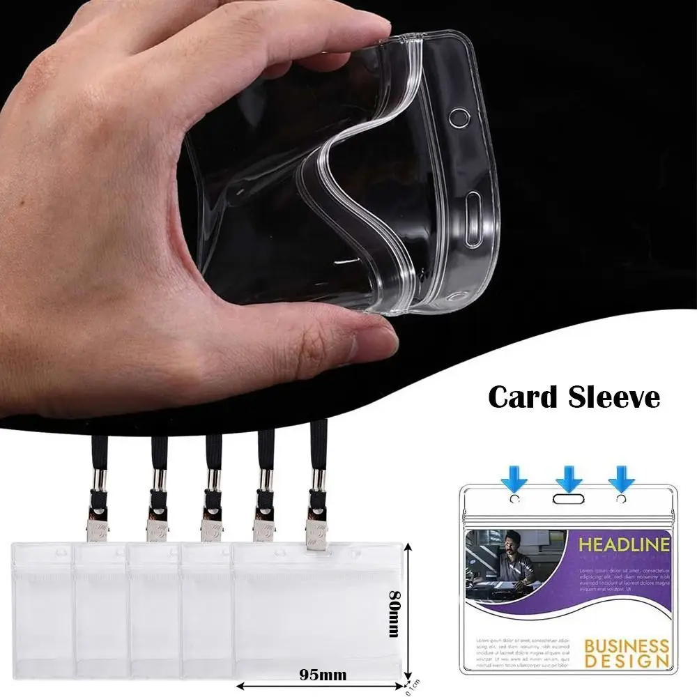 Impermeável Nome Plate Card Bag com colhedor, Transparente, PVC, ID Card Holder, Novo