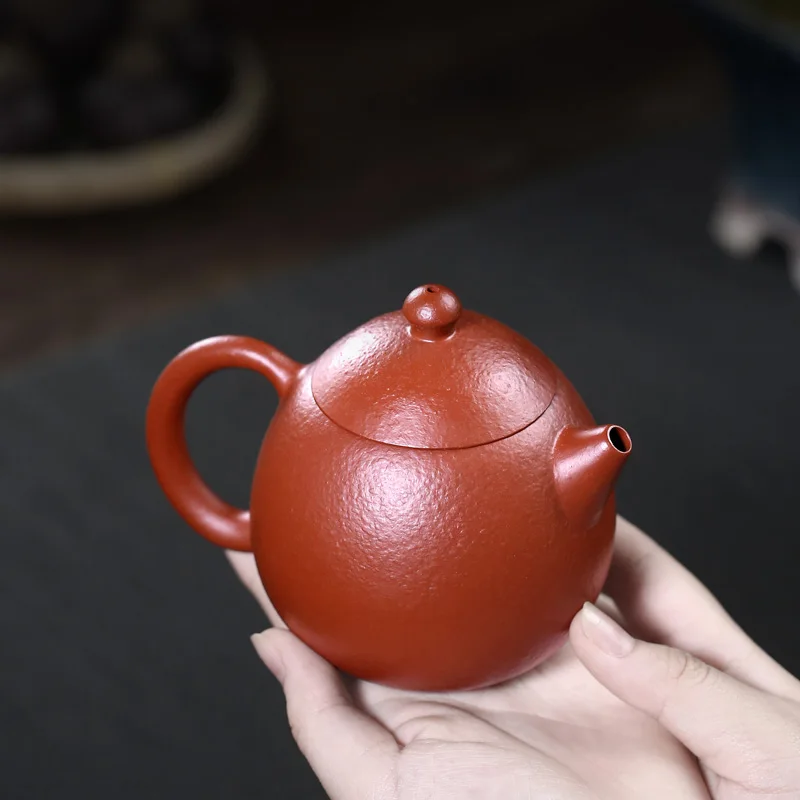 【Tao Yuan】Yixing Pure Handmade Purple Clay Teapot Li Xinsheng Pear Leather Cinnabar Sand Dragon Egg Pot250cc