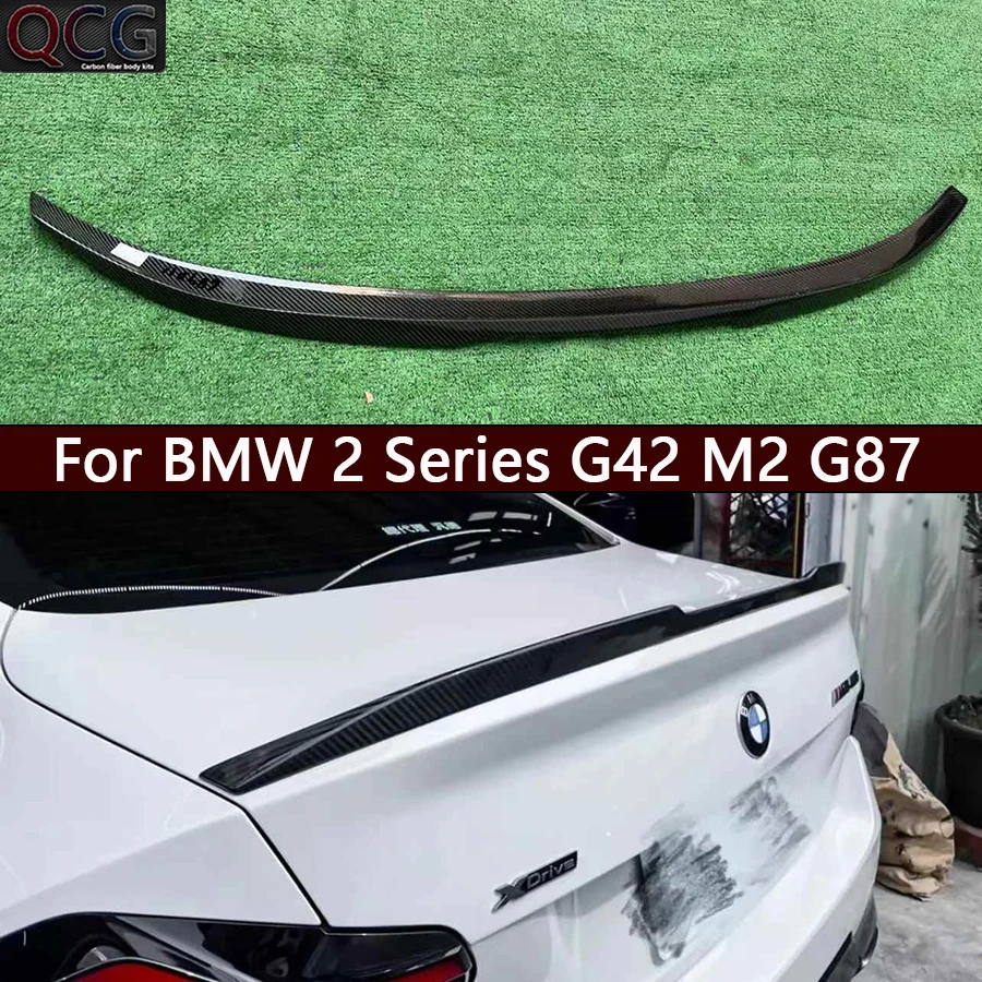 For BMW 2 Series G42 M2 G87 M240 Carbon Fiber Tail fins Rear Trunk Spoiler Guide Wing Diverter VS Style Car Accessories body kit