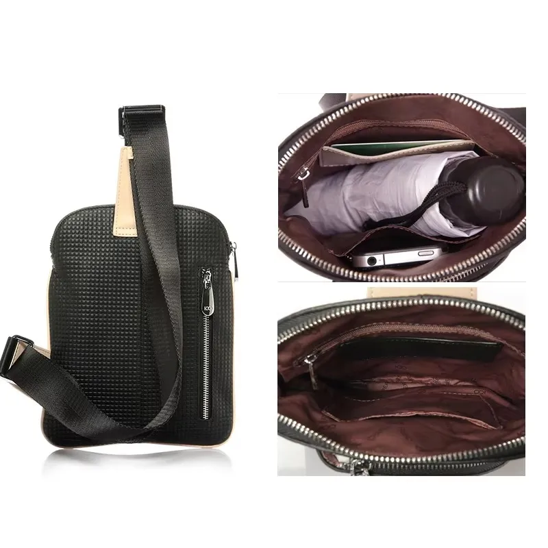 Men's multi-functional first layer cowhide women's outdoor sports business multi-layer mobile phone bag leather