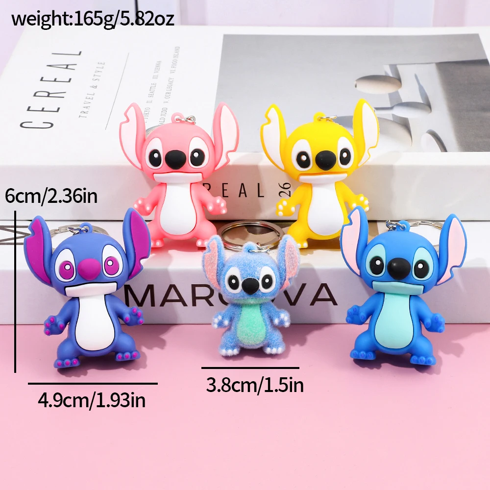 5 قطعة الكرتون ديزني ليلو وستيتش سيليكون قلادة Kawaii المفاتيح للنساء الرجال الوردي الأزرق الأرجواني غرزة الملاك كيرينغ عيد ميلاد