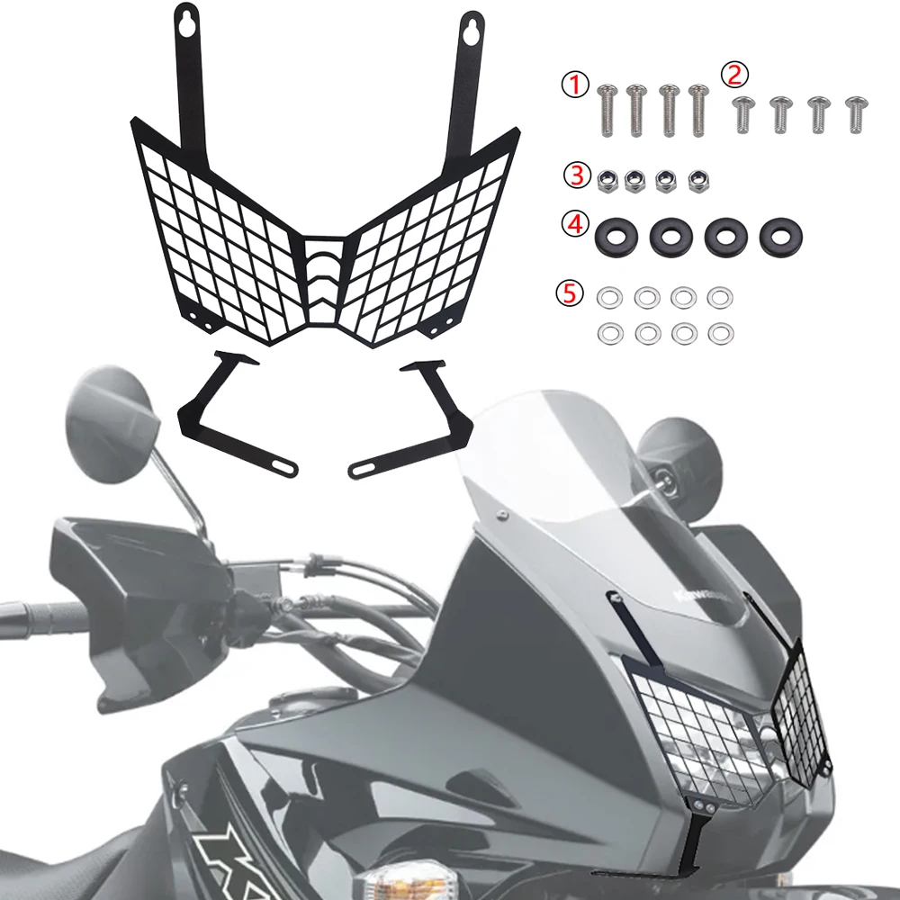 

Motorcycle KLR650 Headlight Head Lamp Light Grille Guard Cover Protector For Kawasaki KLR 650 2008-2018 2017 2018 2016 2015 2014