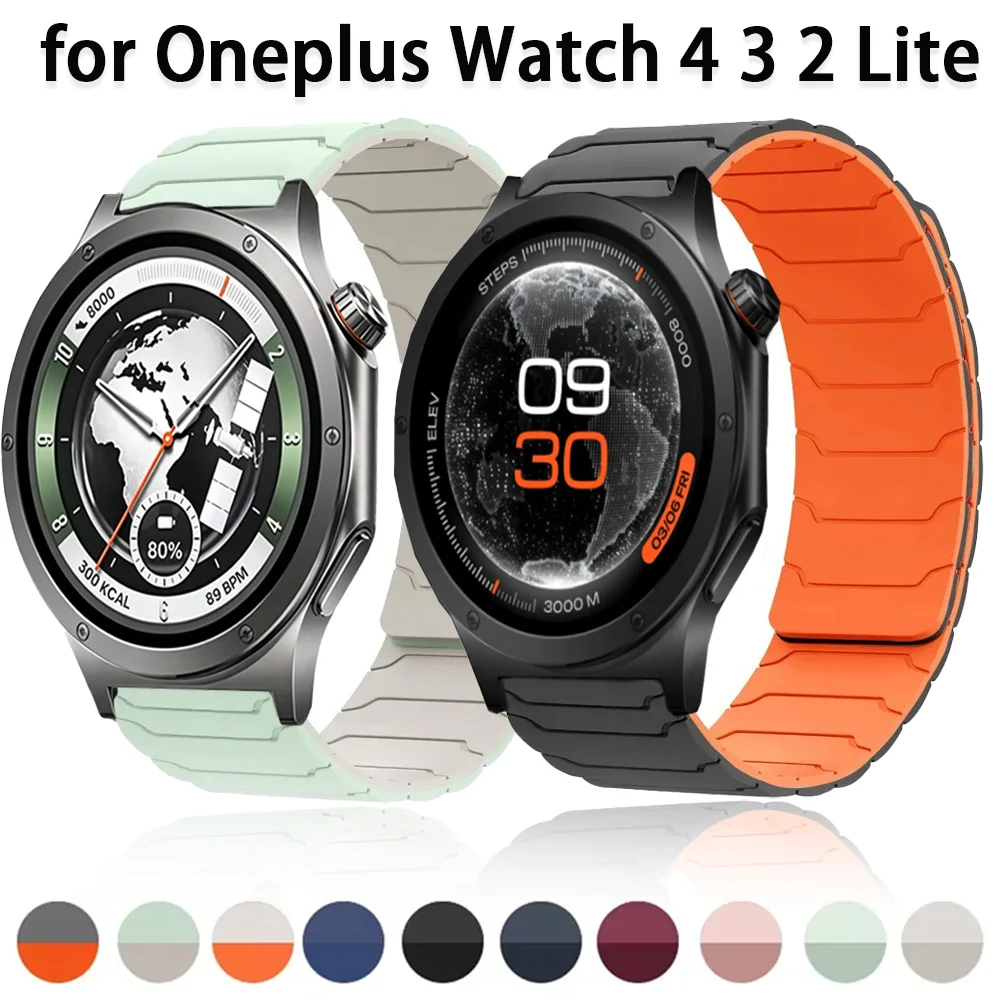 Bracelet en silicone 20 mm 22 mm pour Oneplus Watch 4 3 2 2R Lite, bracelet magnétique OPPO Watch S X3 X2 X 4 Pro, bracelet Realme Watch 5 Correa