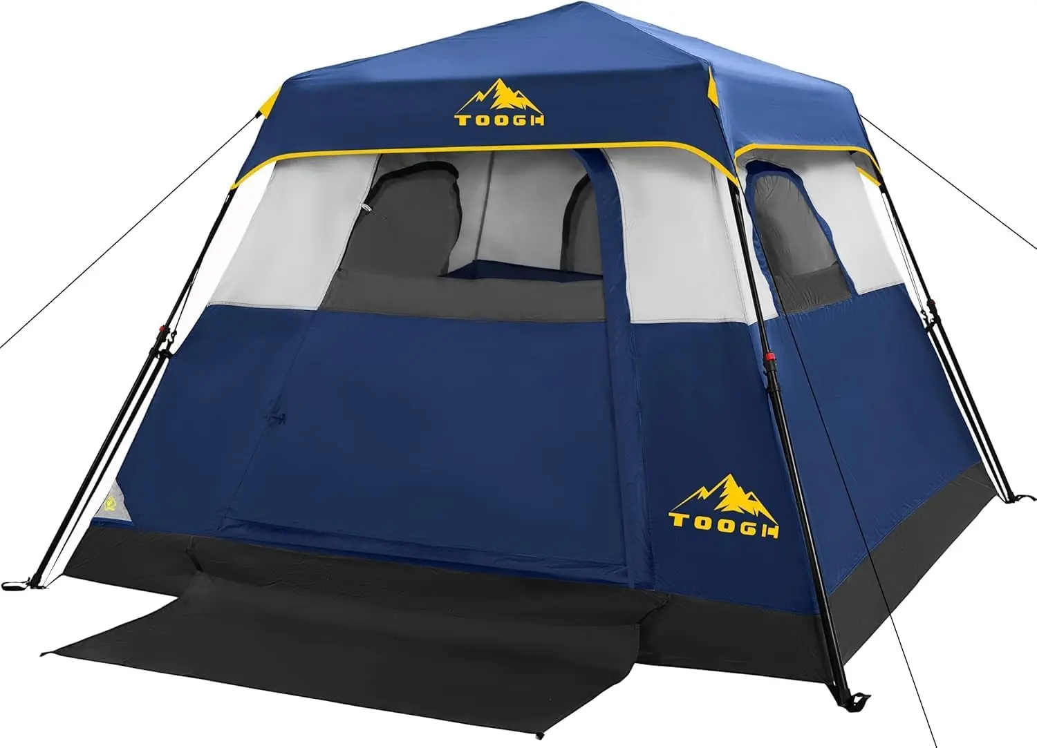 3/4 Person Camping Tent with 1 Door, 4 Windows, and Upgraded Ventilation- Instant Setup, Waterproof, 8'x 8'x 67''Oxford Fabric