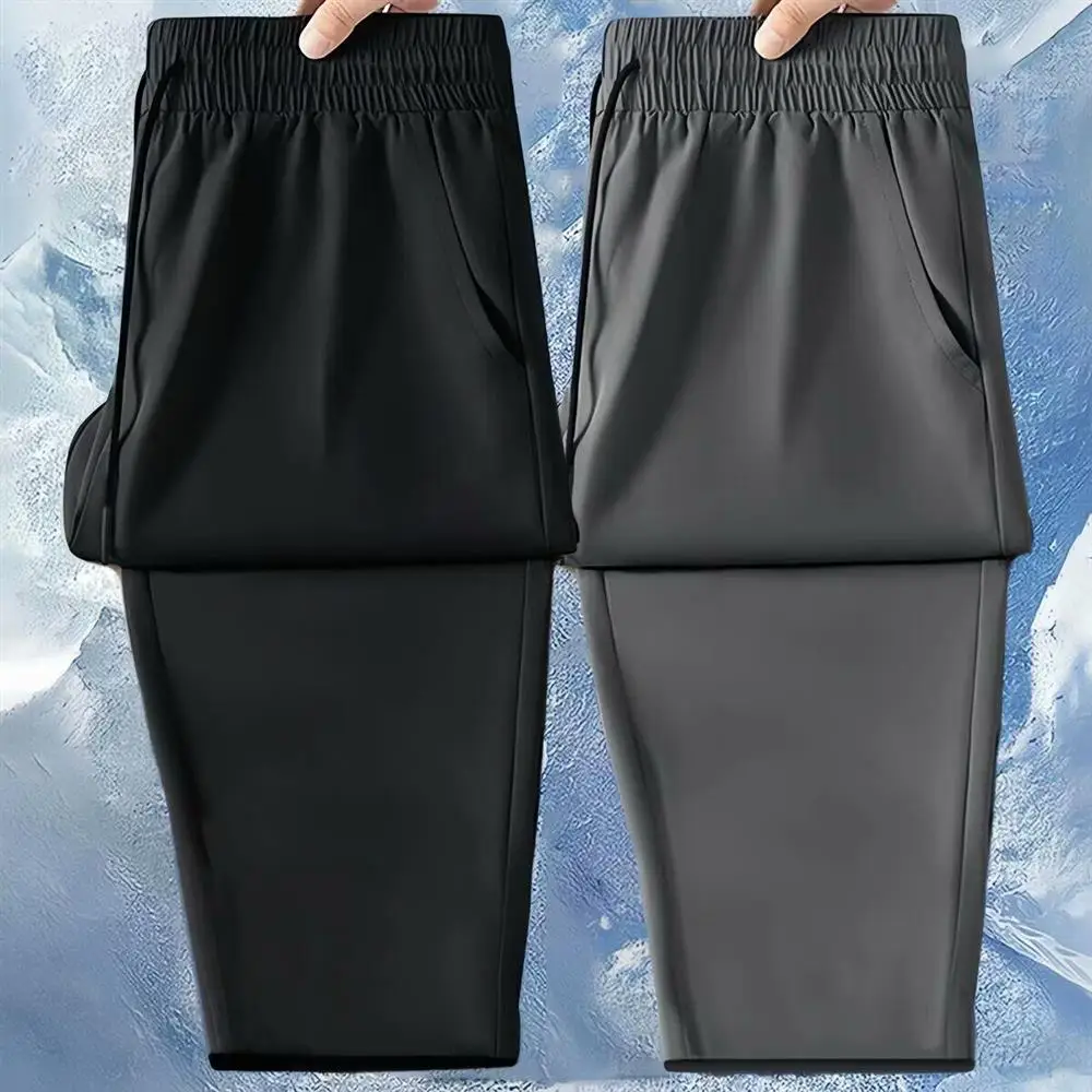 

Ice Silk Men's Casual Pants Straight Leg Drapey Comfortable Wear Resistant Breathable Quick Dry Cooling Long Trousers