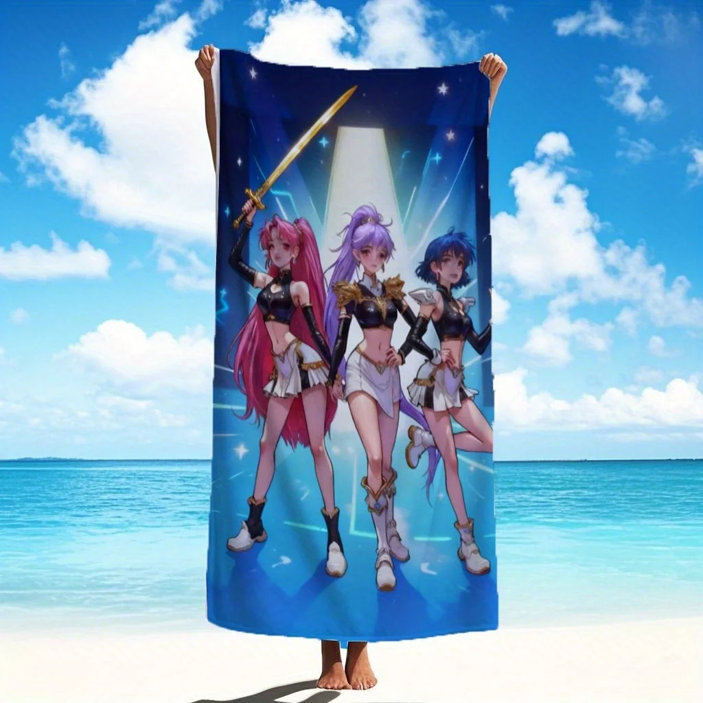 Kpop Theme Beach Towel, Quick Dry Soft Swimming Towel for Beach, Pool, Bath & Yoga, Cute Kpop Merch Pattern, Ideal Gift for Kpop