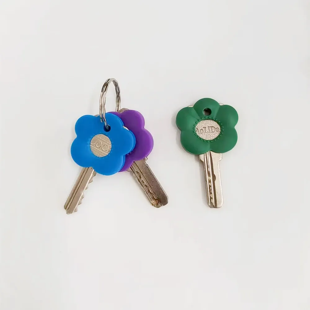 5/ 12/ 25pcs Silicone Key Cover Set with Labels- Stylish Flower Shape Keychain Covers, Suitable for Home, Office, Mailbox