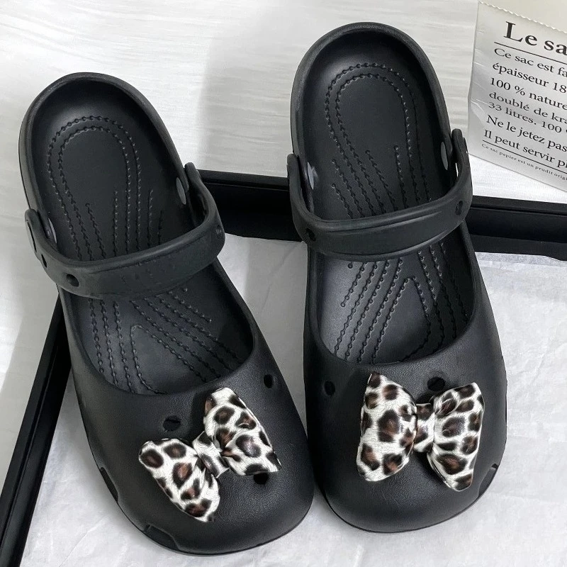 Ballet Clogs DIY Removable Flower Buckle Decor Vintage Leopard Bow Hole Shoe Charms For Sexy Women Beach Sandals Accessories