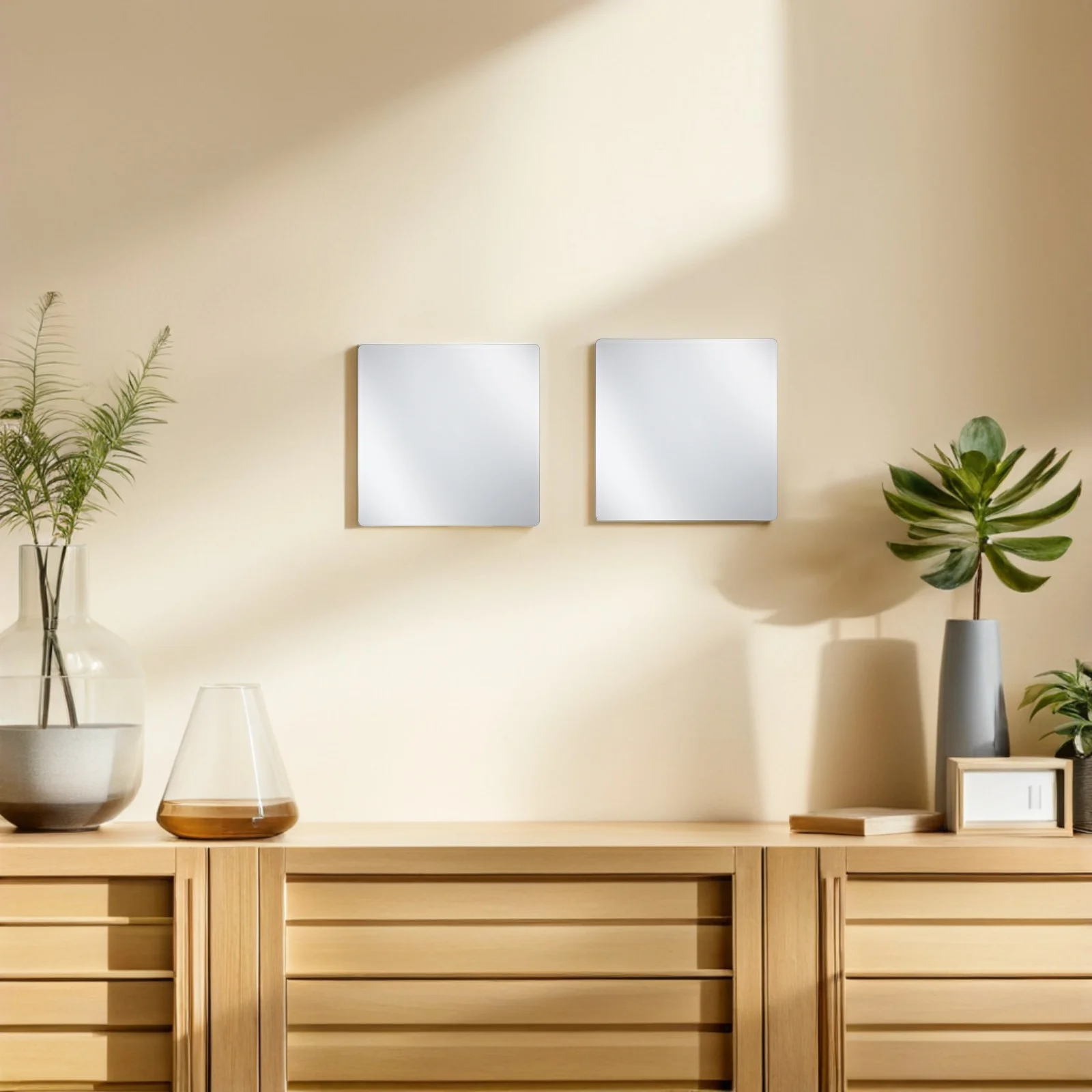 

10Pcs Shatterproof Acrylic Mirror Tiles Self-Adhesive Wall Stickers for Bathroom Kitchen Home Decor 10x10cm Stick on Mirrors